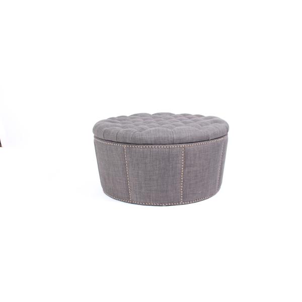 Buy China supplier wholesale good quality linen fabric round household wooden storage ottoman bench at wholesale prices
