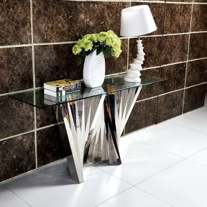 Modern 51kg SS Console Table 160cmx45cmx75cm Canada Style Glass top