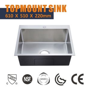 61x51 Stainless Steel Top Mount Kitchen Sink 16 Gauge