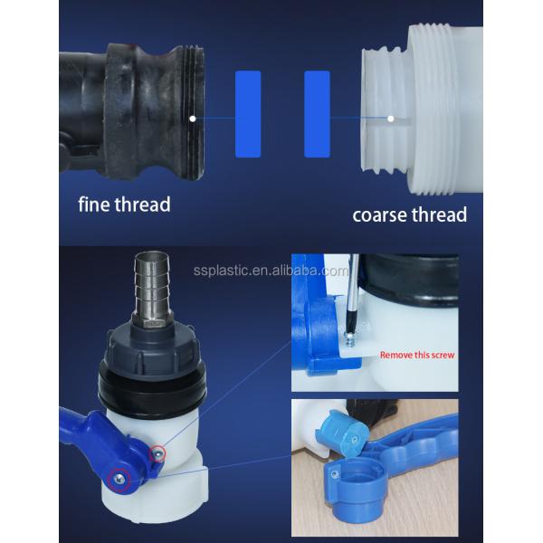 DN40 Acid Alkali Oil Resistant PVC Ball Valve for IBC Hydraulic Directional Control