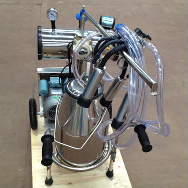 Single Bucket Portable Vacuum Pump Milking Machine With 250 l / Min Vacuum Pump Capacity