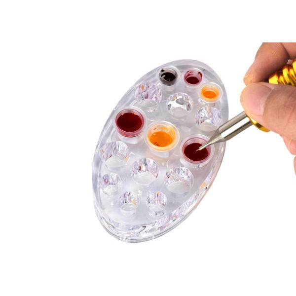 Wholesale Transparent Oval Pigment Ink Cup Holder Stand Professional Makeup Accessories Acrylic Tattoo Machine Cap