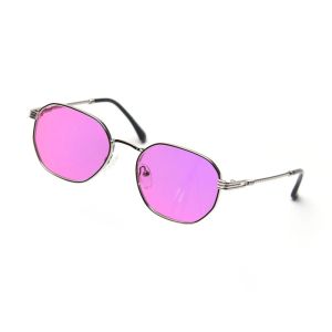 Men Women Polygon Frame Sunglasses Reflective Personality Small Frame Plain Lens