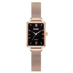 Quality Brand Women Watches Fashion Square Ladies Quartz Watch Bracelet Set Green Dial Simple Rose Gold Mesh Luxury Women Watch for sale