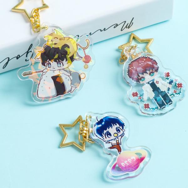 Acrylic cartoon keychain pendant lovely cute boy girls animal star surrounding Logo