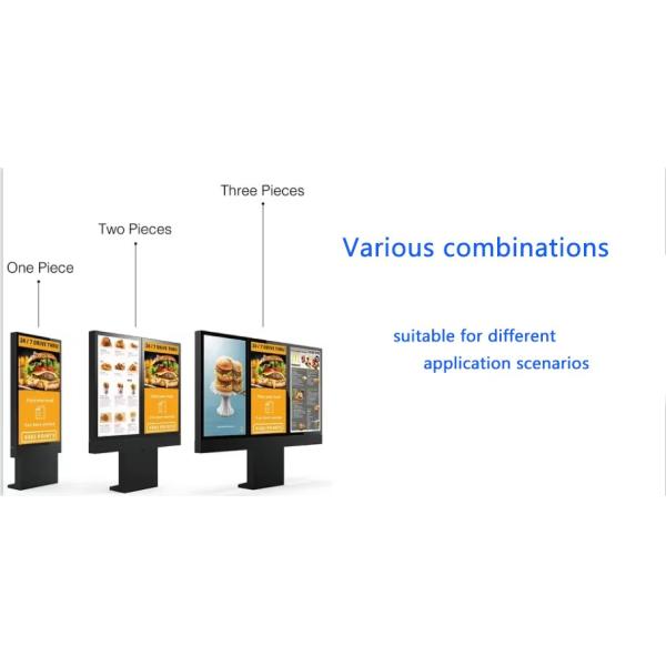 Android Vertical Dual Restaurants Menu Board LCD Screen Digital Signage Outdoor 55inch Waterproof Touch LCD Advertising Kiosk