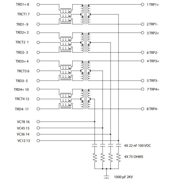 JXT7-1140NL 10GBASE-T 4PAIR PoE 100W 1X1 Port RJ45 Magnetic Connector With Led