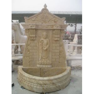 Three Angels White Stone Wall Water Marble Fountain Pool