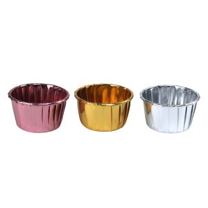 Rose Gold Custom PET Rolled Rim Paper Baking Muffin Cups