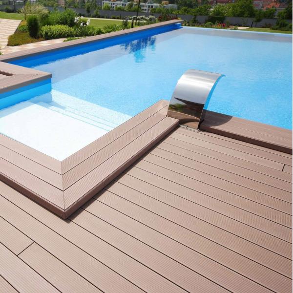 Buy DIY Light Grey Deep Embossed Co-extruded Swimming Pool Waterproof Planks Exterior Piso Wpc Decking at wholesale prices