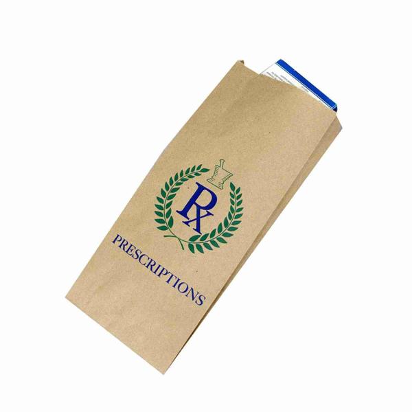 Buy Small Printed Pharmacy Bags Medical Kraft Paper White SOS Bags at wholesale prices