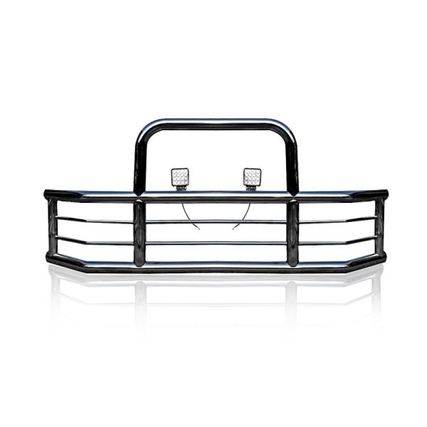 304 Stainless Steel Big Truck Semi-Truck Deer Guard With LED Lights For Kenworth International Prostar Freightliner Cascadia Vnl