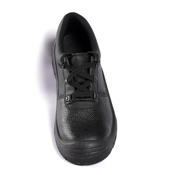 Puncture Resistant Steel Toe Black Embossed Leather Mesh PU Lace up Work Safety Shoes
