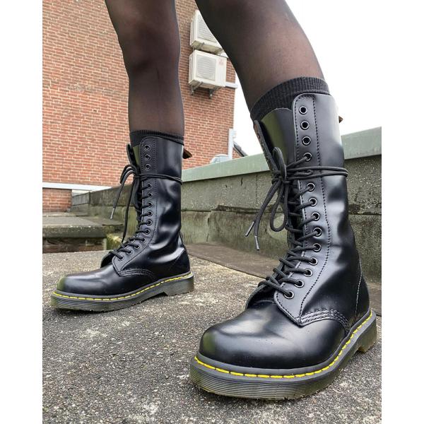 Round Toe Women'S Leather Boots Black Military Style Boots For Leisure / Business
