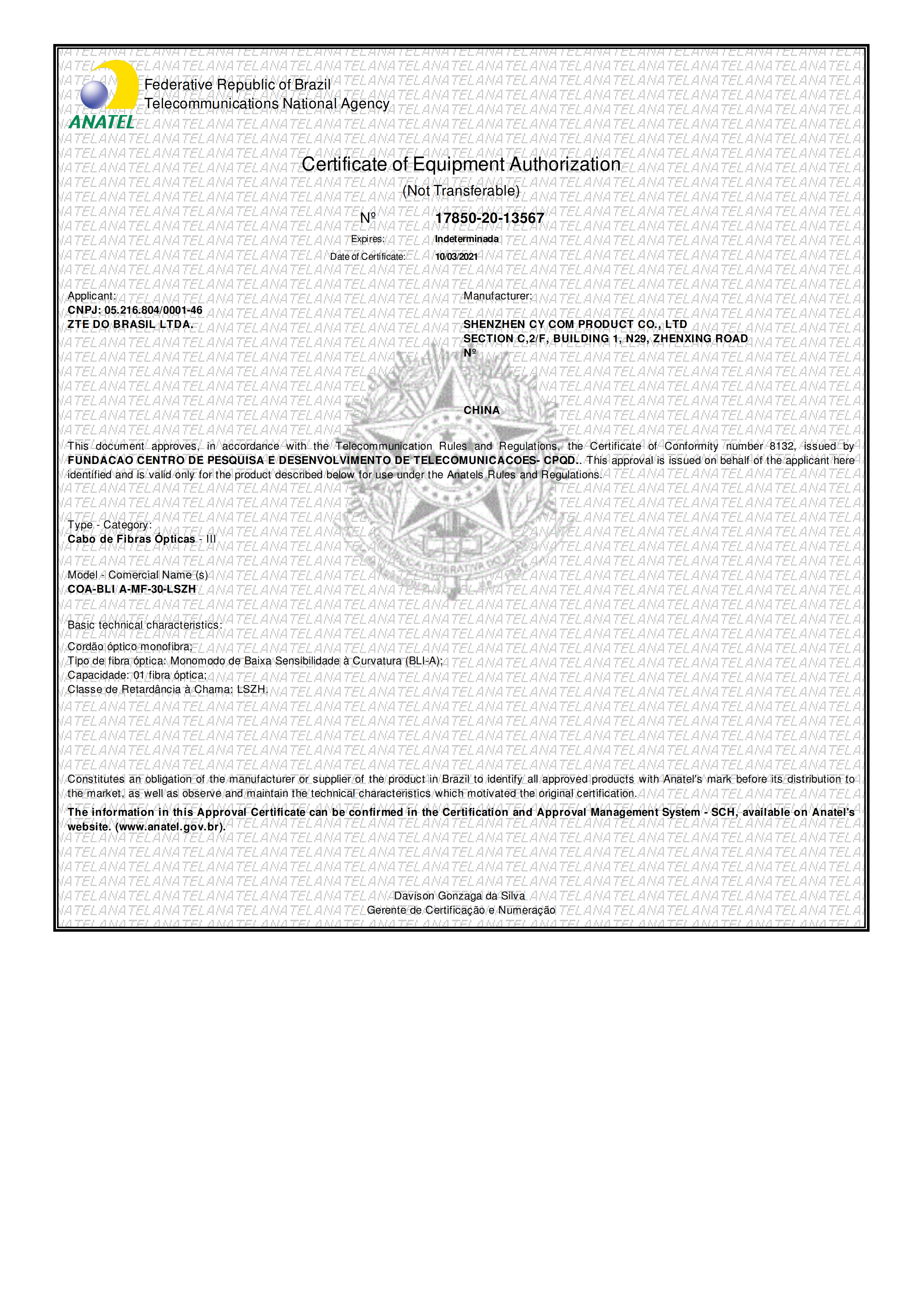 Shenzhen CY COM Product Co., Ltd Certifications