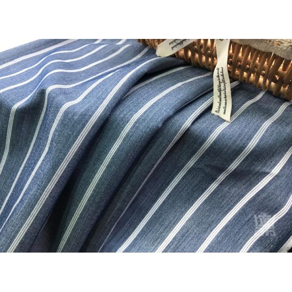 180gsm Blue And White Stripe Fabric Viscose Rayon Yarn Dyed TR Type