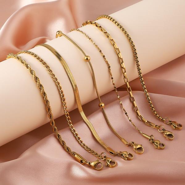 Gold Plated Stainless Steel Bracelet Women'S Memorial Eangagement Couple Gift