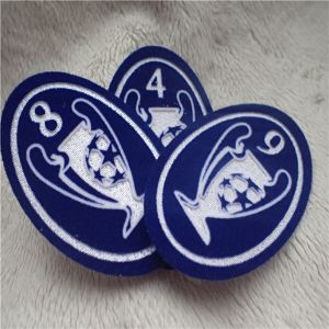 Oval Shape Personalised Embroidered Patches Ball Uniform Plush Monochrome