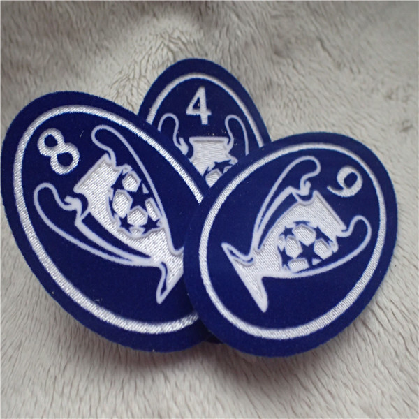 Oval Shape Personalised Embroidered Patches Ball Uniform Plush Monochrome