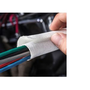 Hot Knife Cutting Cable Protection Sleeve , Self Wrapping Braided Sleeving