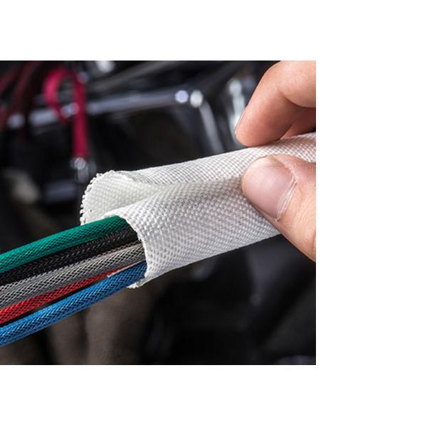 Hot Knife Cutting Cable Protection Sleeve , Self Wrapping Braided Sleeving