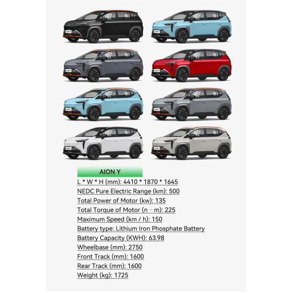 2023 AION Y Electric Cars Made In Voiture Electrique Adulte Pure Electric Suv Maximum Speed 150 km/h in High Demand