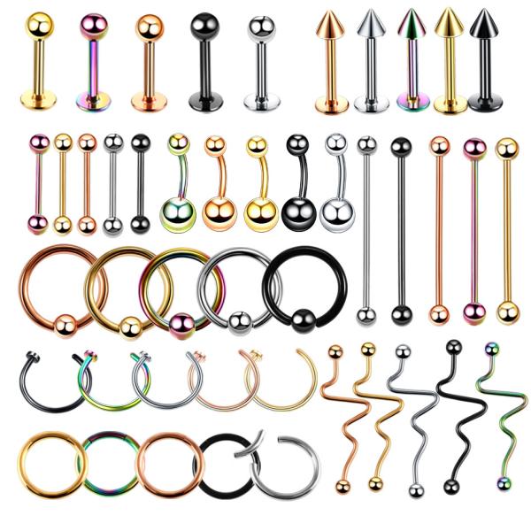 Steel Belly Button Piercings Segment Ring Nose Ring Lip Eyebrow Piercings Industrial Barbell Body Jewelry Piercing
