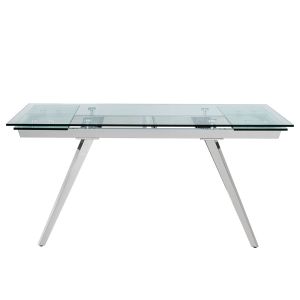Modern dining room Rectangular Shape Glass Top SS Dining Tables