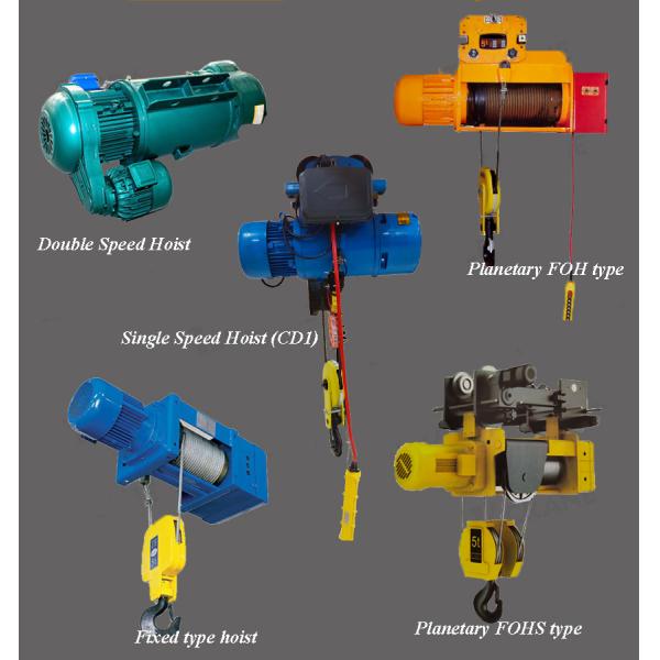 CD Type 5000Kg Electric Wire Rope Hoists 100m Cable For Elevator Lifting