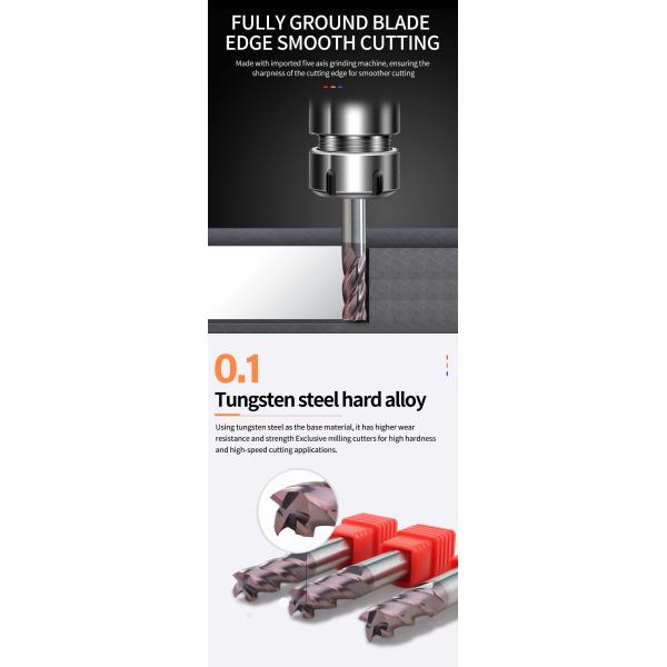 YINGBA CNC Router Bits Solid Carbide HRC 45/55/60/70 Metal Milling Cutter for Steel Iron Copper Aluminum Metal Cutter