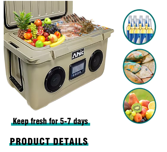 48QT Custom Branded 45L Premium Hard Music Cooler Box PE Thermal Insulated Portable Cooler For Outdoor Food Factory Hard Rotomolded Cooler Box With