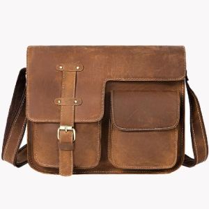 Men'S Retro First Layer Cowhide Laptop Messenger Bags