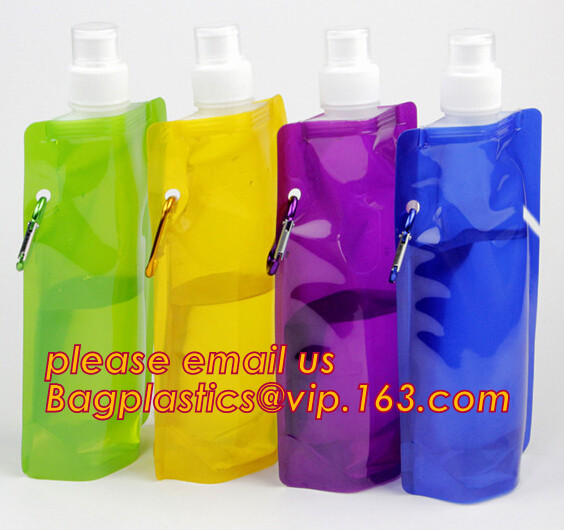Buy portable foldable water bottle / folding water bag,BPA Free Stand Up Spout Portable Foldable Water Bottle/Bag With Carab at wholesale prices