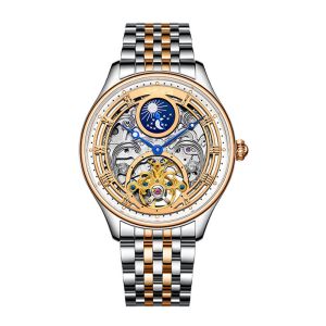 Leather Strap Moon Phase Quartz Watches For Men Womens