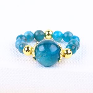 4MM Apatite Small Bead Healing Energy Crystal Round Stretch Bead Ring For Daily