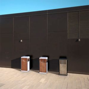 Commercial W400mm 45L Outdoor Wooden Trash Can