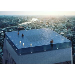Customized Modern Rooftop Acrylic Outdoor Swimming Pool with Transparent