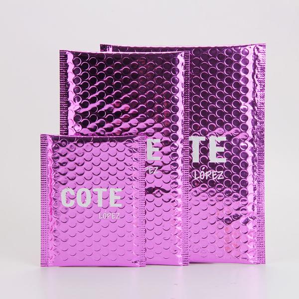 Buy Customized Hot Pink Metallic Bubble Mailer For Cosmetic Packaging at wholesale prices