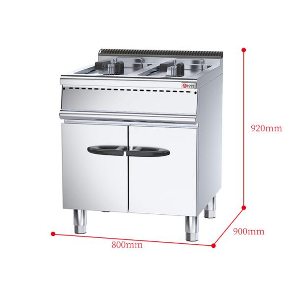 Restaurant Kitchen Equipment 800*900* 850 70 mm Commercial Gas Deep Fryer With Cabinet
