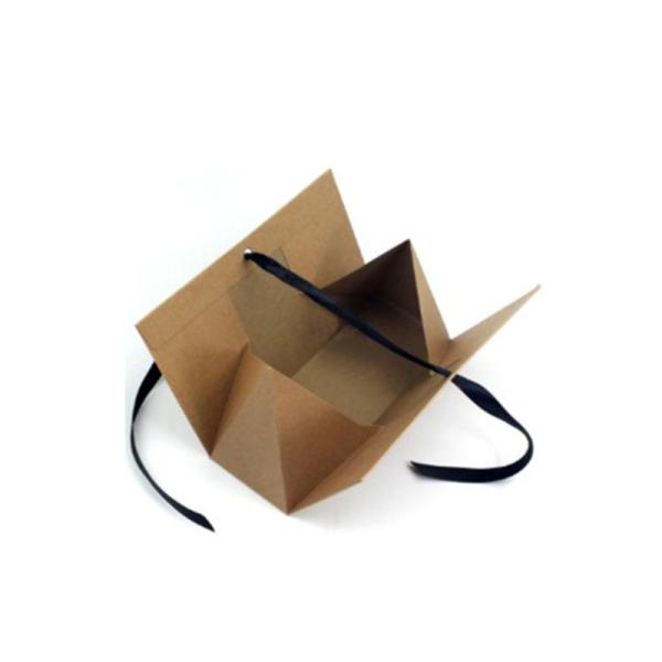 Small Wedding Favor Box with Custom Gold Logo and Ribbon on Recycled Kraft Paper