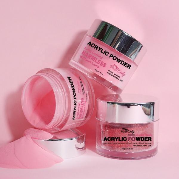 Custom Pure Only Fast Dry Glitter Colored Acrylic Nail Powder for Long Lasting