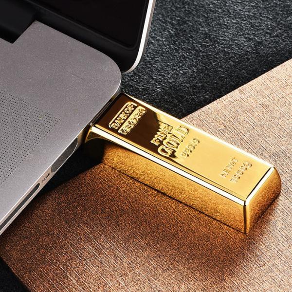 128GB Gold Bar Metal USB Flash Drive 2.0 8MB/S Full Memory OEM ODM