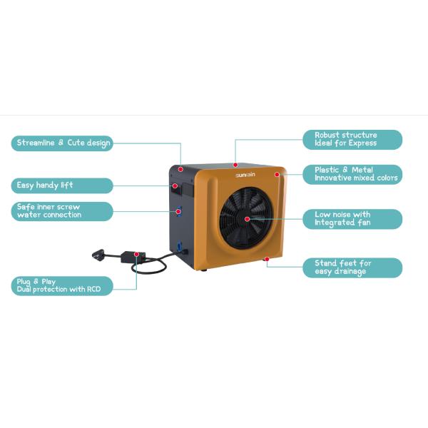 R32 Refrigerant Mini Swimming Pool Air Source Heat Pump 5KW Household Use