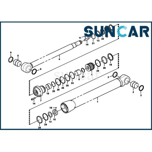 SUNCARVO.L.VO Seal Kit 14632918 VOE14632918 Dipper Arm Cylinder Service Kit Fits EC160D EC180E Excavator