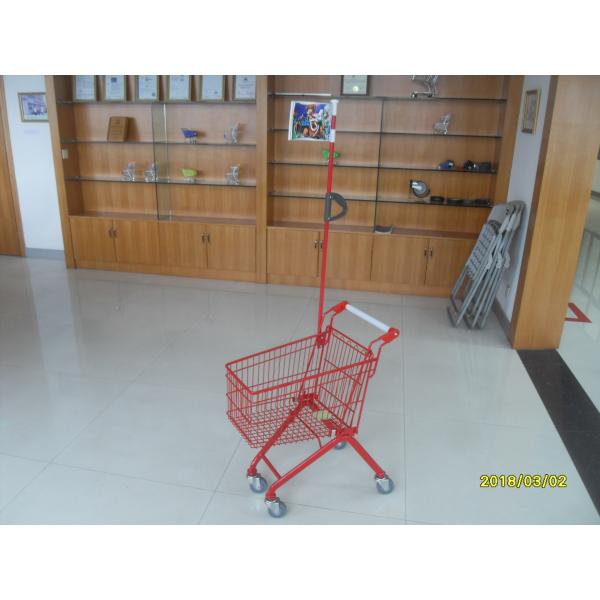 Buy Green Powder Coating 33 Liter Metal Kids Shopping Carts With Flag at wholesale prices