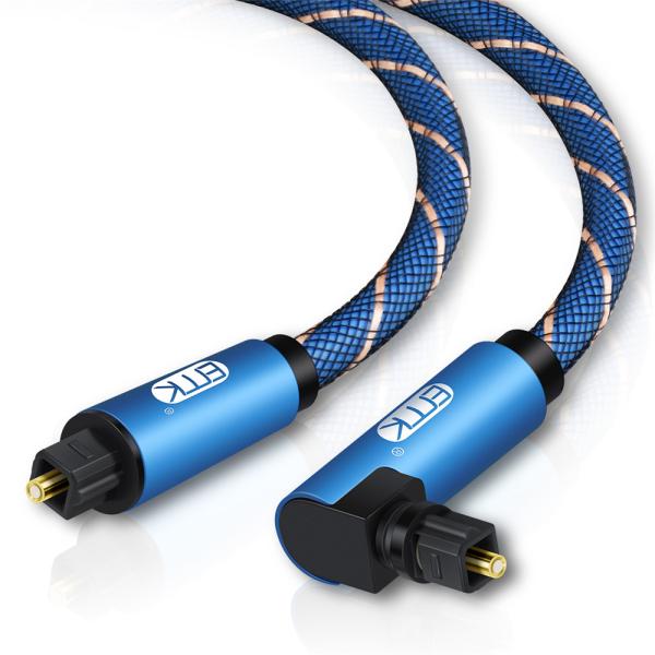 Buy 90 Degree Optical Cable Right Angle 5.1 Digital Sound SPDIF Fiber Optical Audio Toslink Cable short with braided jacket at wholesale prices