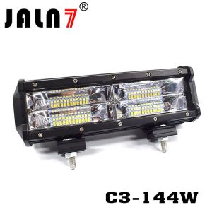 LED Light Bar JALN7 144W 3Rows Flood Beam LED Driving Lamp Super Bright Off Road