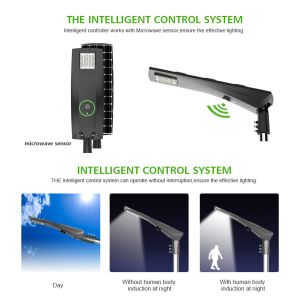 China Dusk To Dawn LED Street Light Mono Crystalline Silicon Panel Phosphate Lithium Battery on sale