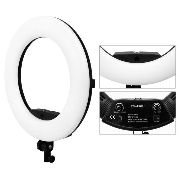 White 18-inch ring lighting with dimmable light, suitable for live broadcast,