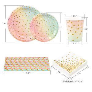 Gradient Layout Compostable Biodegradable Disposable Paper Tableware for Wedding